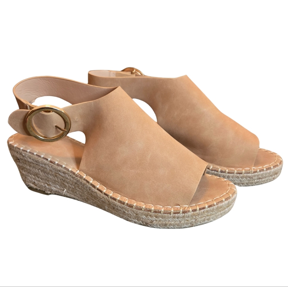 Catherine Malandrino Tan‎ Faux Suede Espadrille Wedge Sandals - Size 11